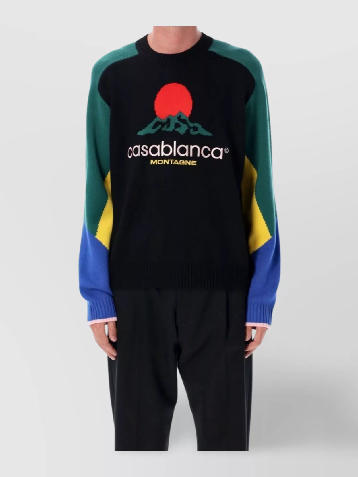 Casablanca Merino Wool Intarsia Crew Neck Jumper