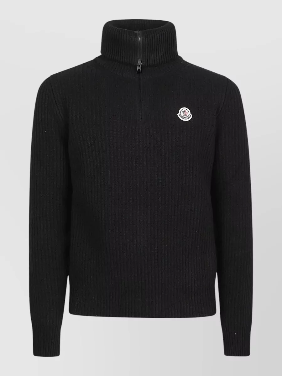 Moncler ribbed wool zip turtleneck sweater