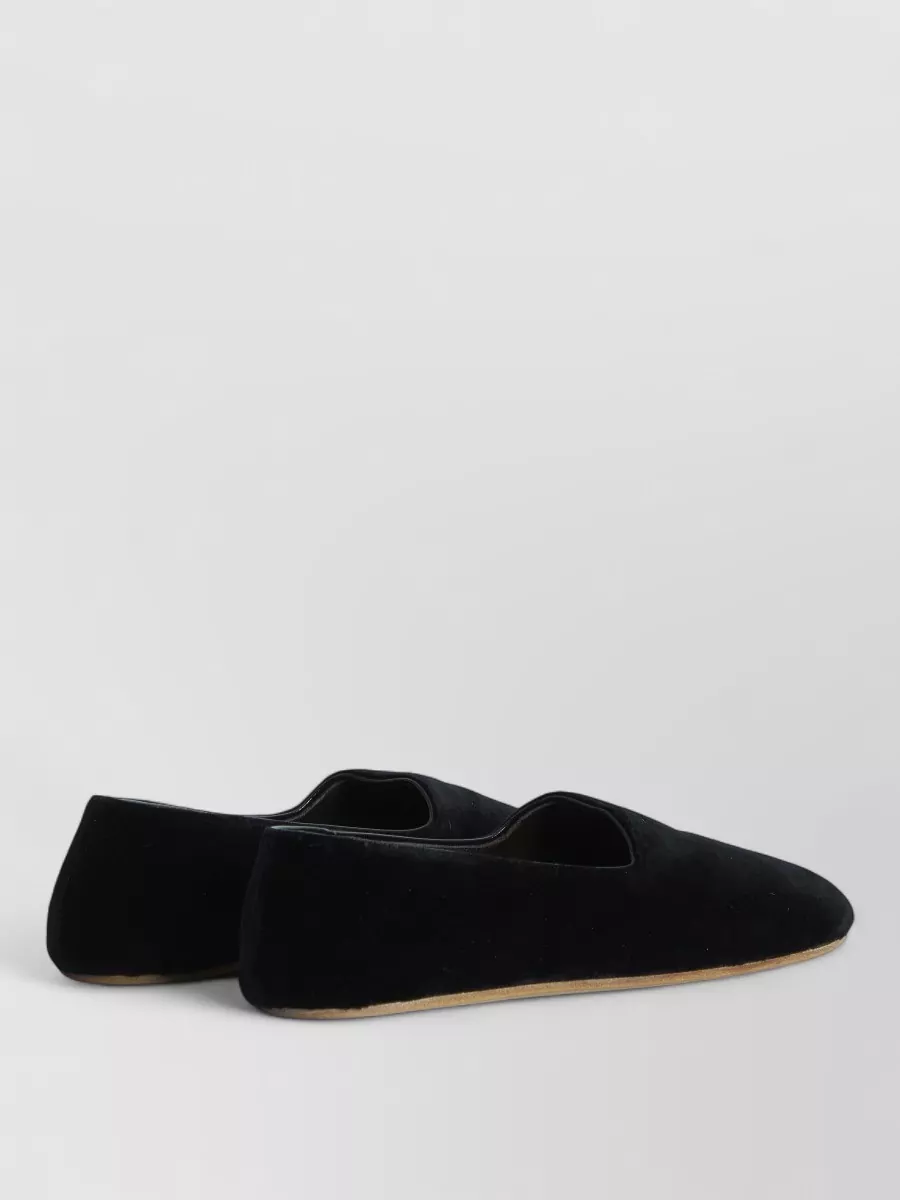 The Row Ponti Velvet Leather Sole Slippers In Black