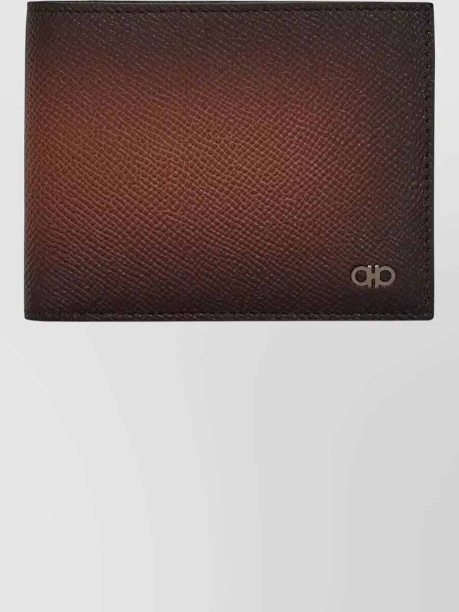 Ferragamo Micro Gancio Bifold Wallet Textured Finish