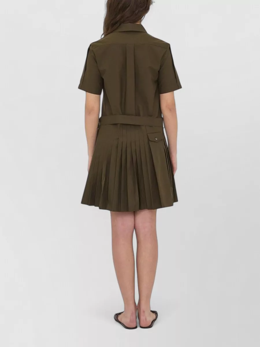 Loewe Pleated Belted Mini Shirt Dress