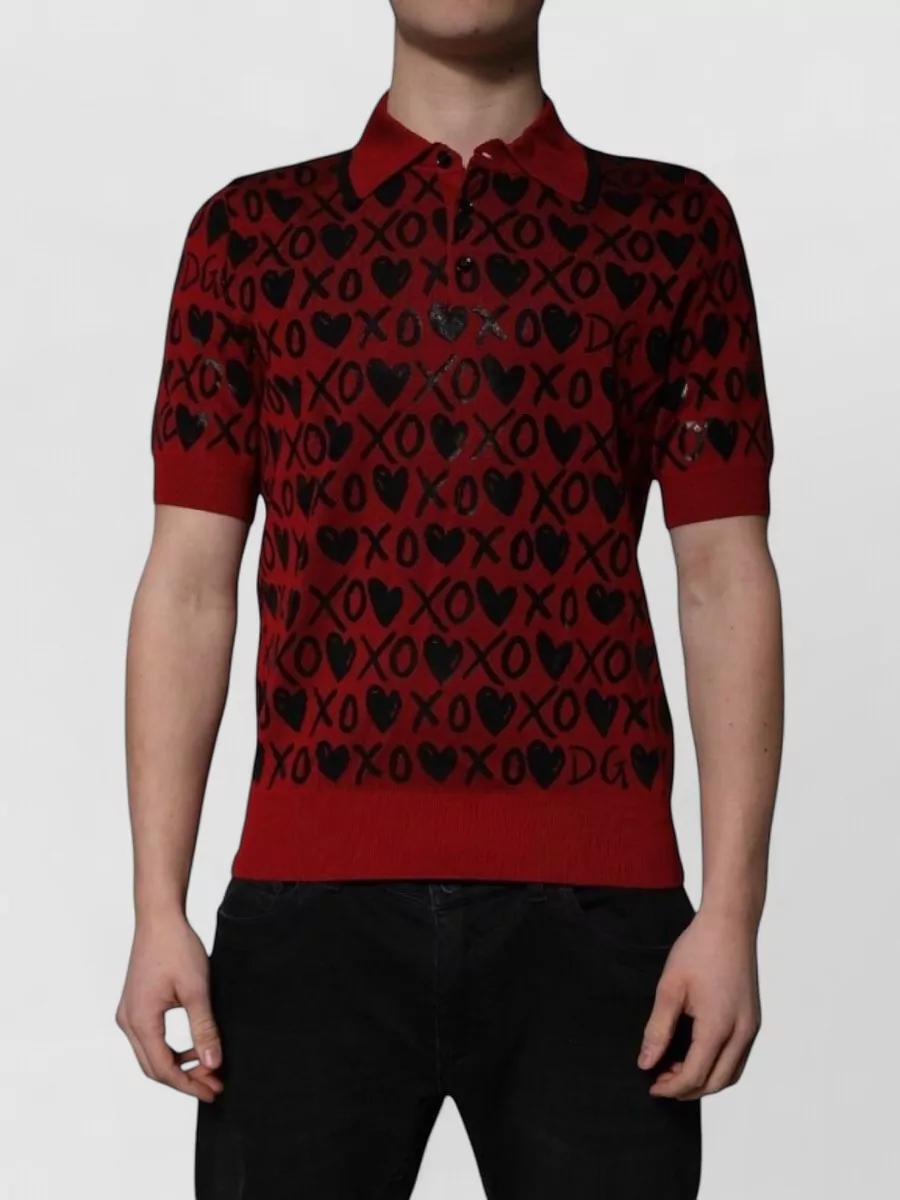 Dolce&Gabbana silk short-sleeve printed polo shirt
