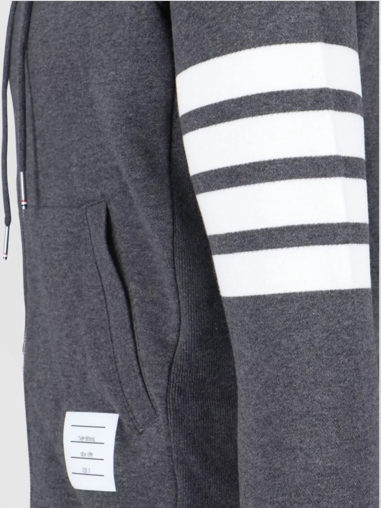 Thom Browne Hooded Sweatshirt With Striped Sleeve Detail
