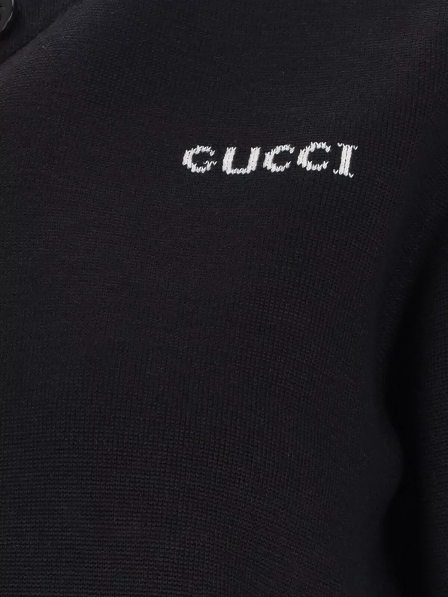 Gucci Silk Blend Crewneck Fitted Jacket