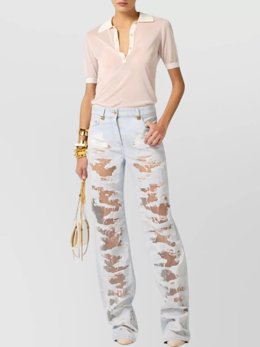 Elisabetta Franchi Denim Wide-Leg Trousers
