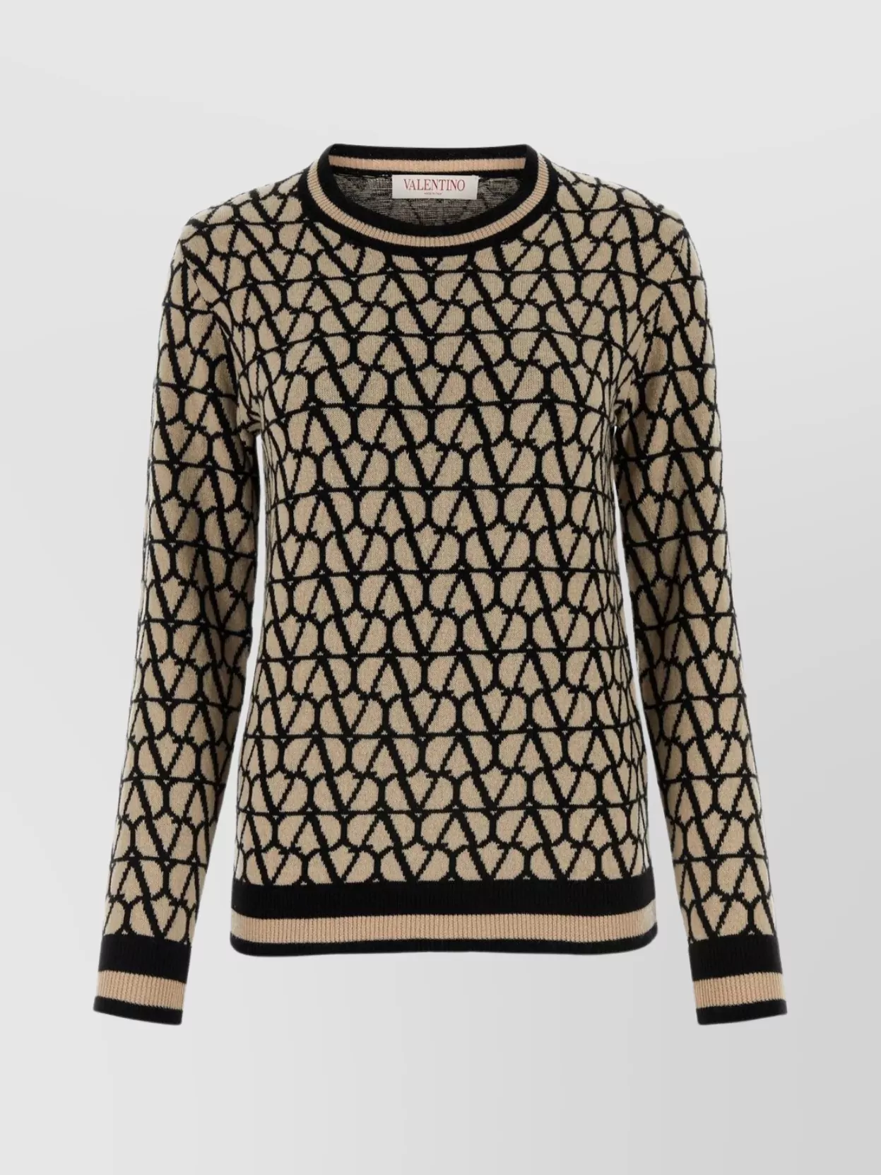 Shop Valentino Patterned Iconographe Wool Crew-neck Sweater