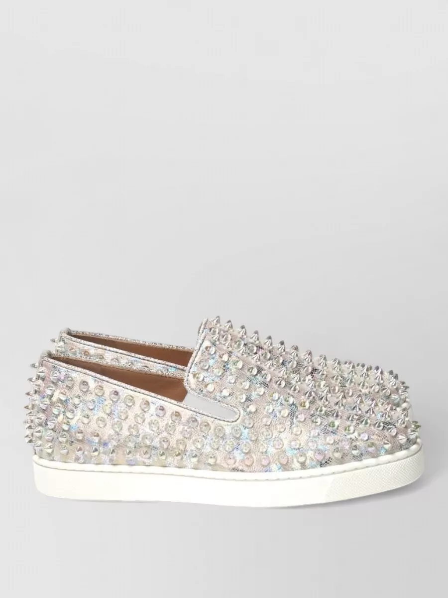 Christian Louboutin Embellished Leather Slip-On Sneakers