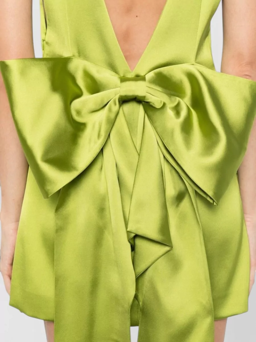 Self-Portrait Satin Sleeveless Boat Neck Mini Dress