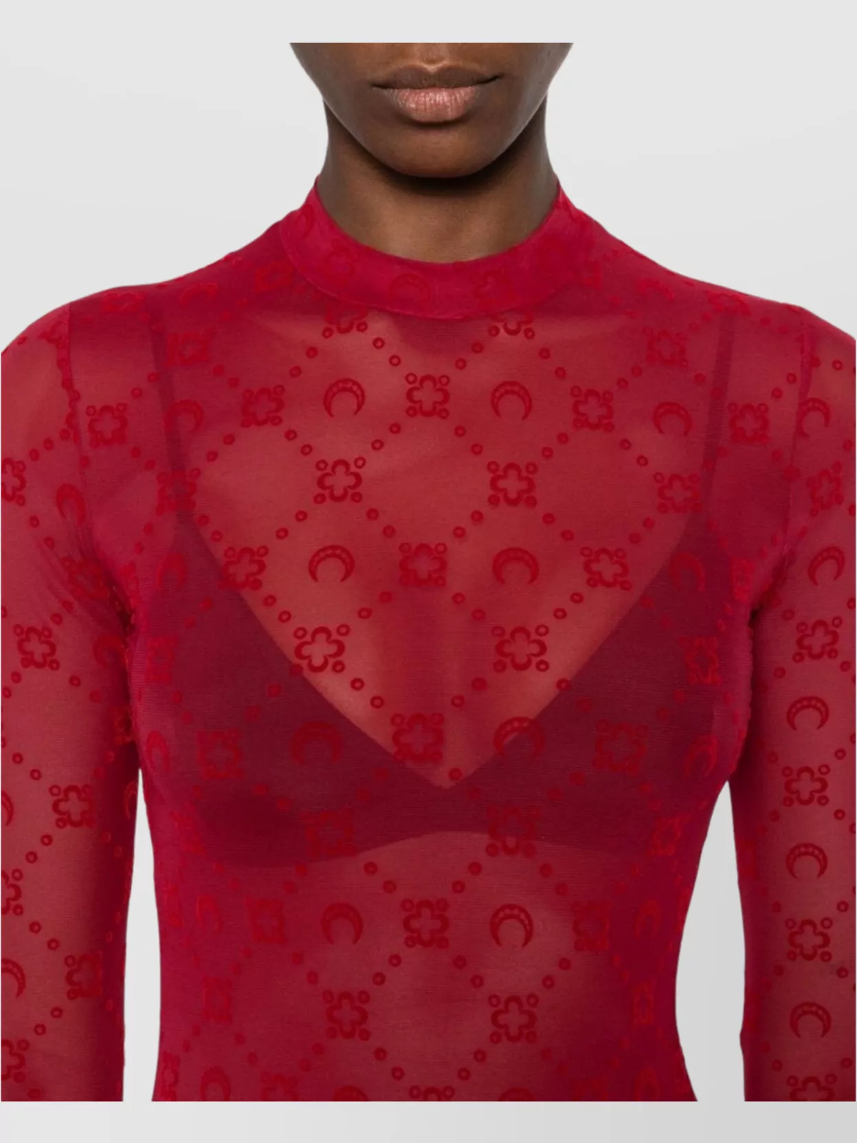 Marine Serre High-Neck Fitted Top Patterned Design