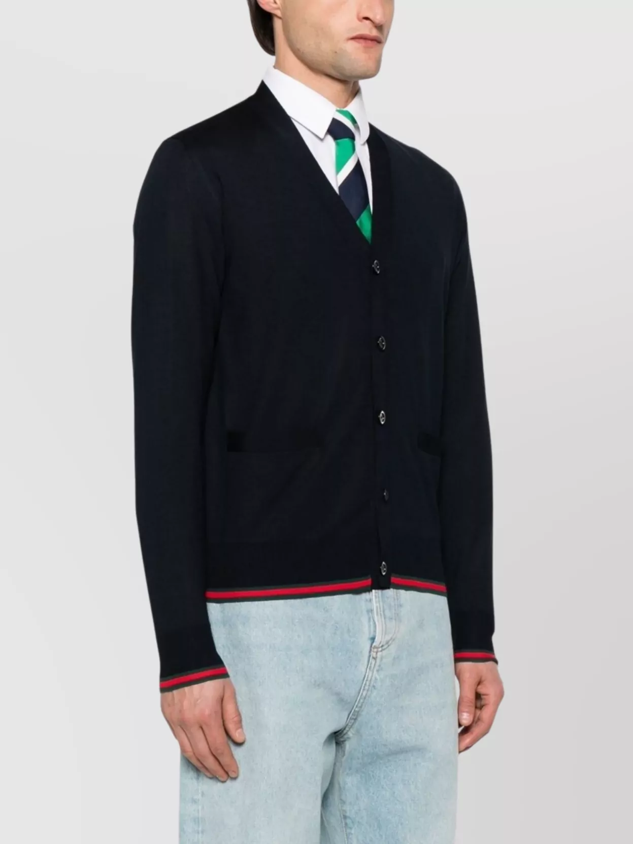 Gucci Wool Cardigan Featuring Web Detail