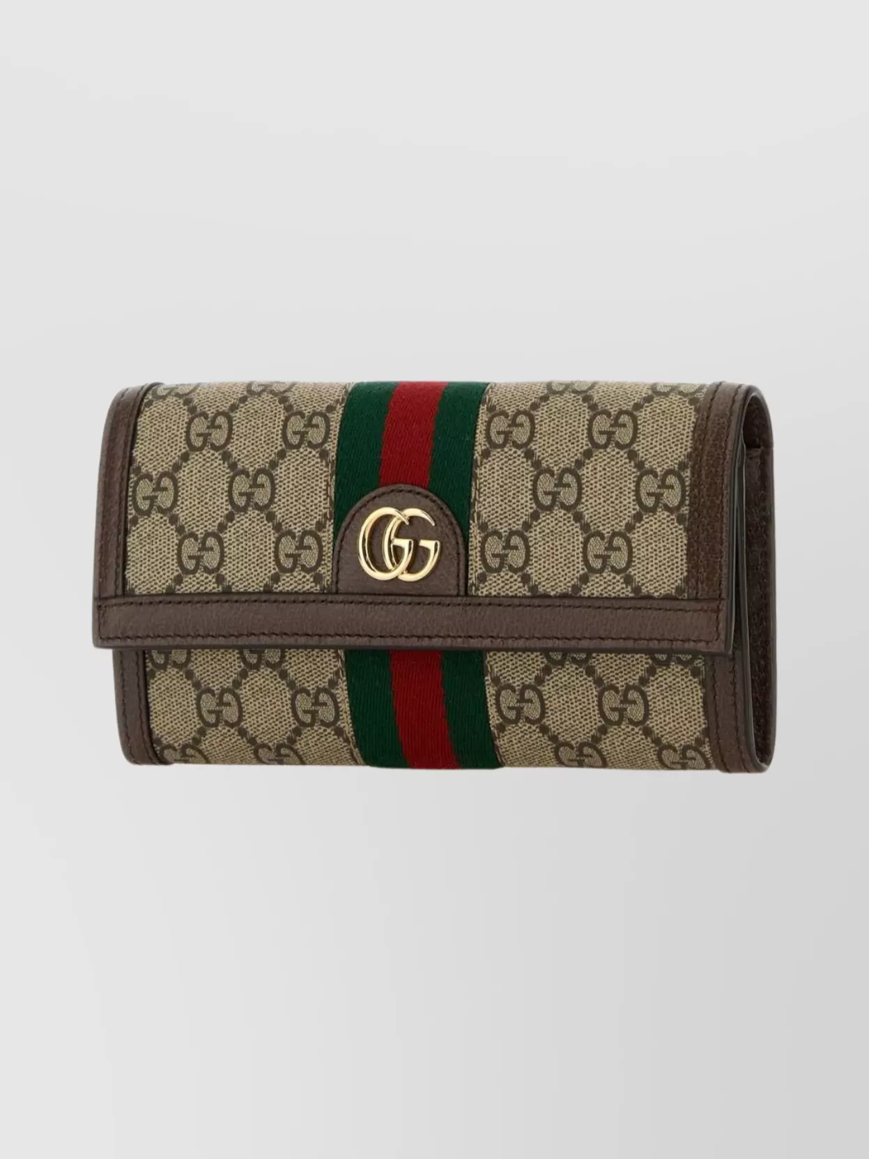 Gucci Tricolor Stripe Rectangular Purse And Cardholder In Brown