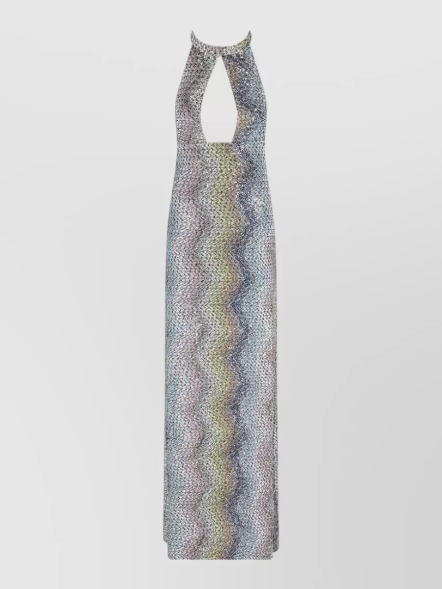 Missoni Halterneck sleeveless sequin-embellished cutout maxi dress