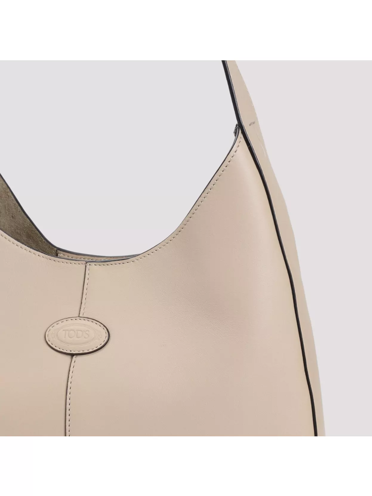 Tod's Natural Leather Shoulder Bag With Contrast Stitching In White