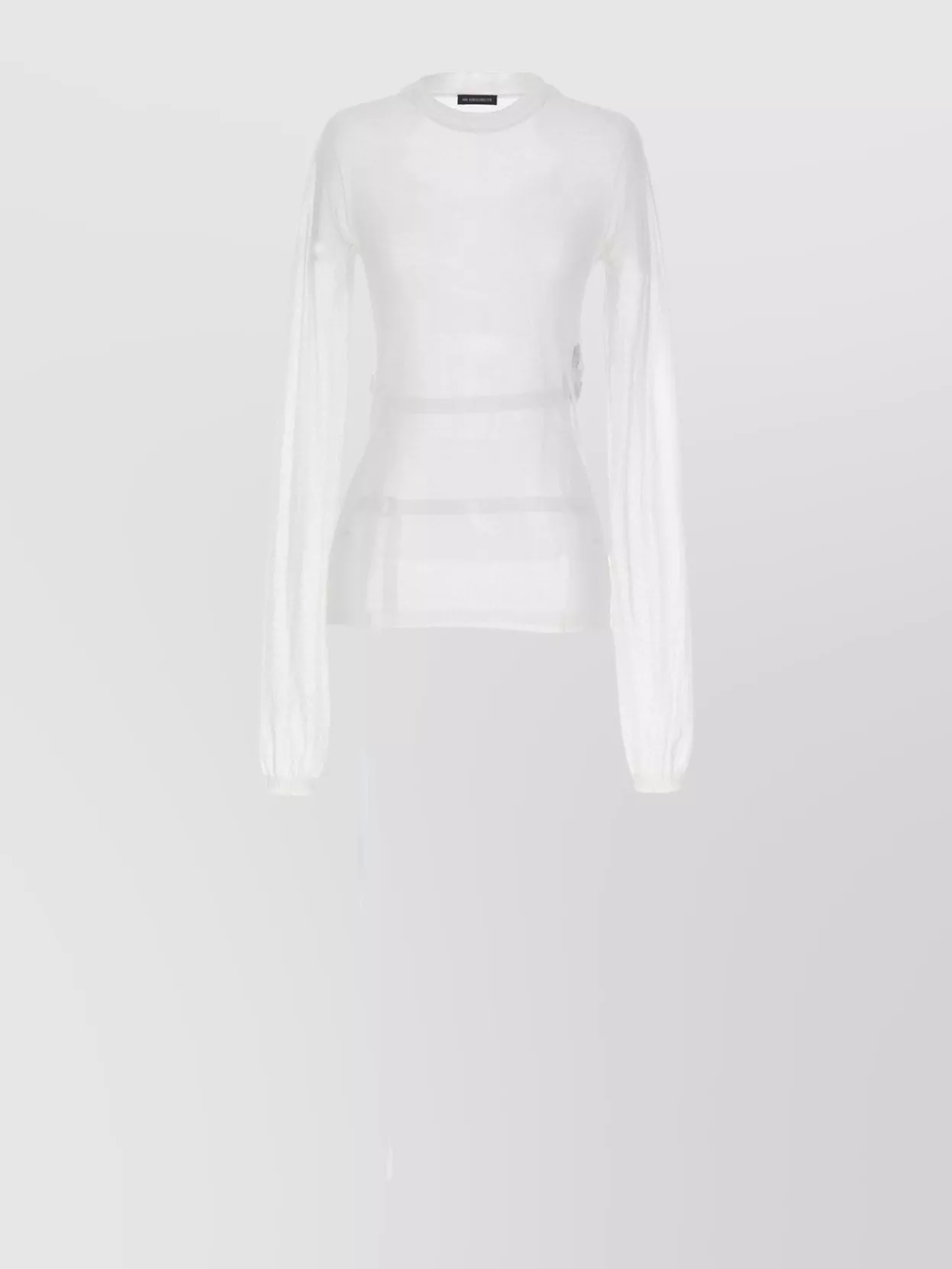 Ann Demeulemeester 'waist Belted Crew Neck Knit Sweater' In White