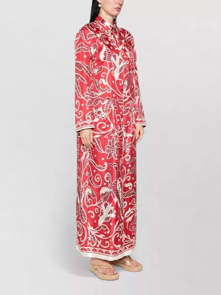 F.r.s For Restless Sleepers Silk Printed Long Shirt Dress