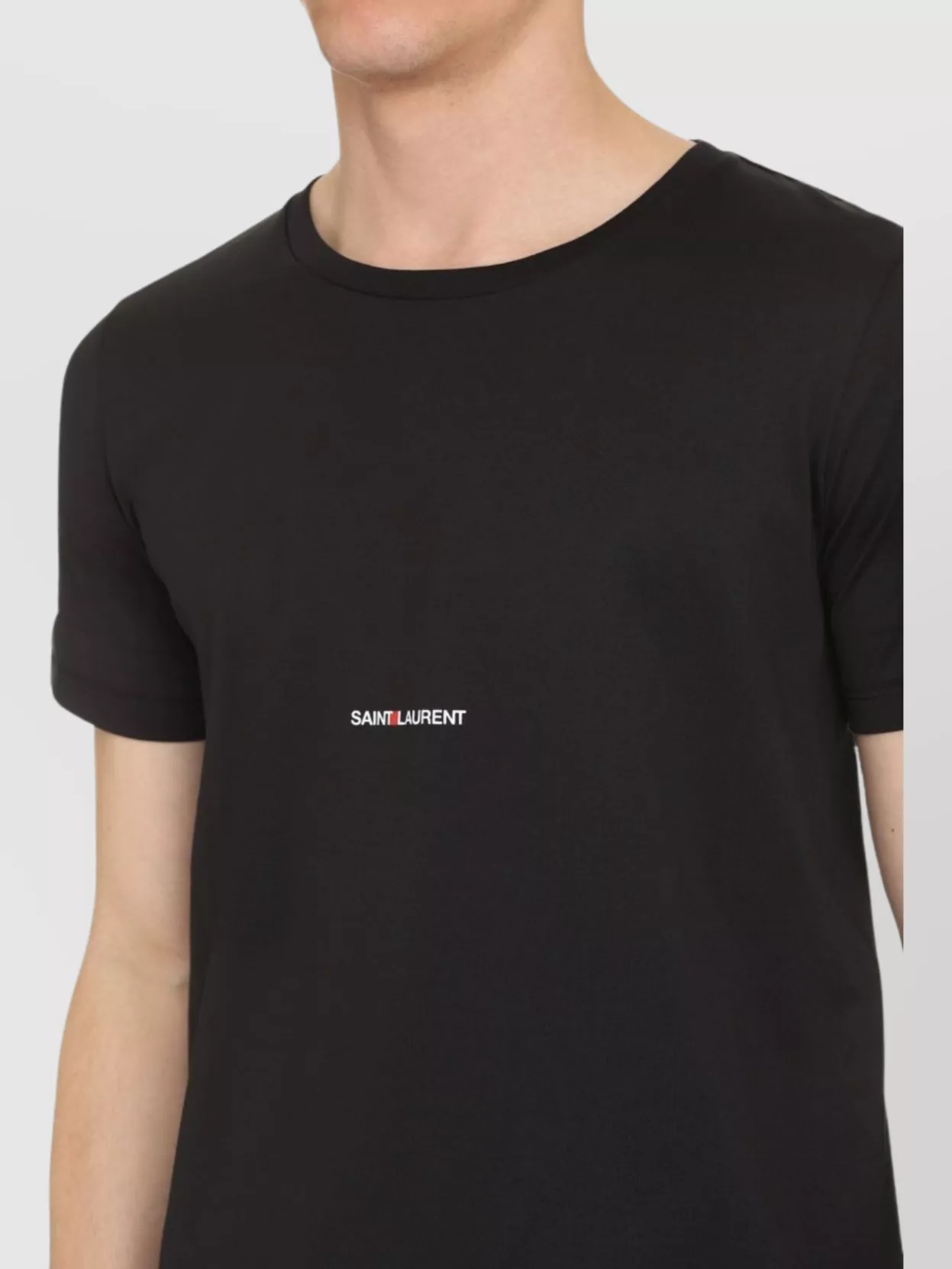 Saint Laurent Logo Crew Neck Short Sleeve Cotton T-Shirt