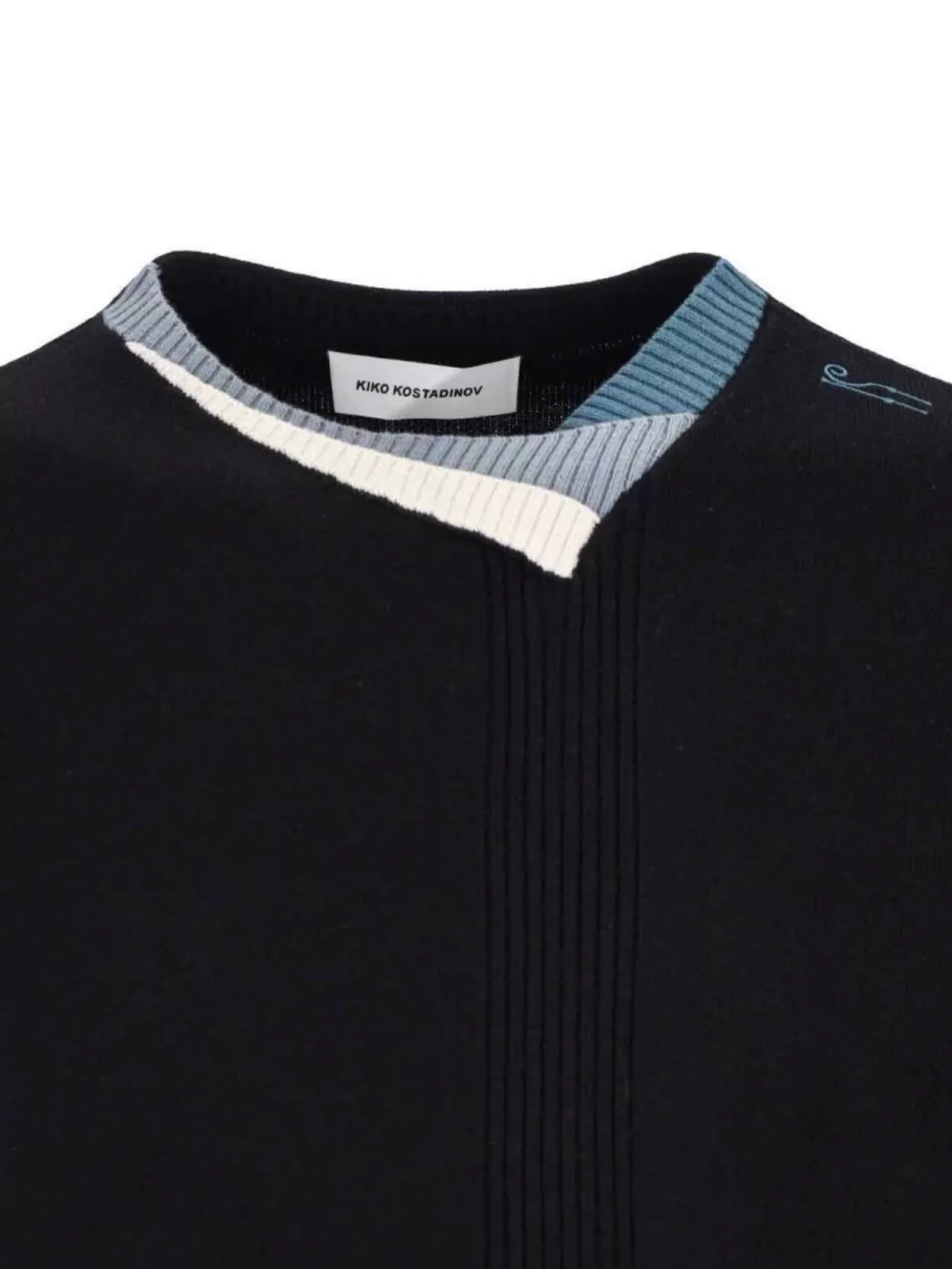 Kiko Kostadinov Asymmetric Neckline Color Block Knit Sweater