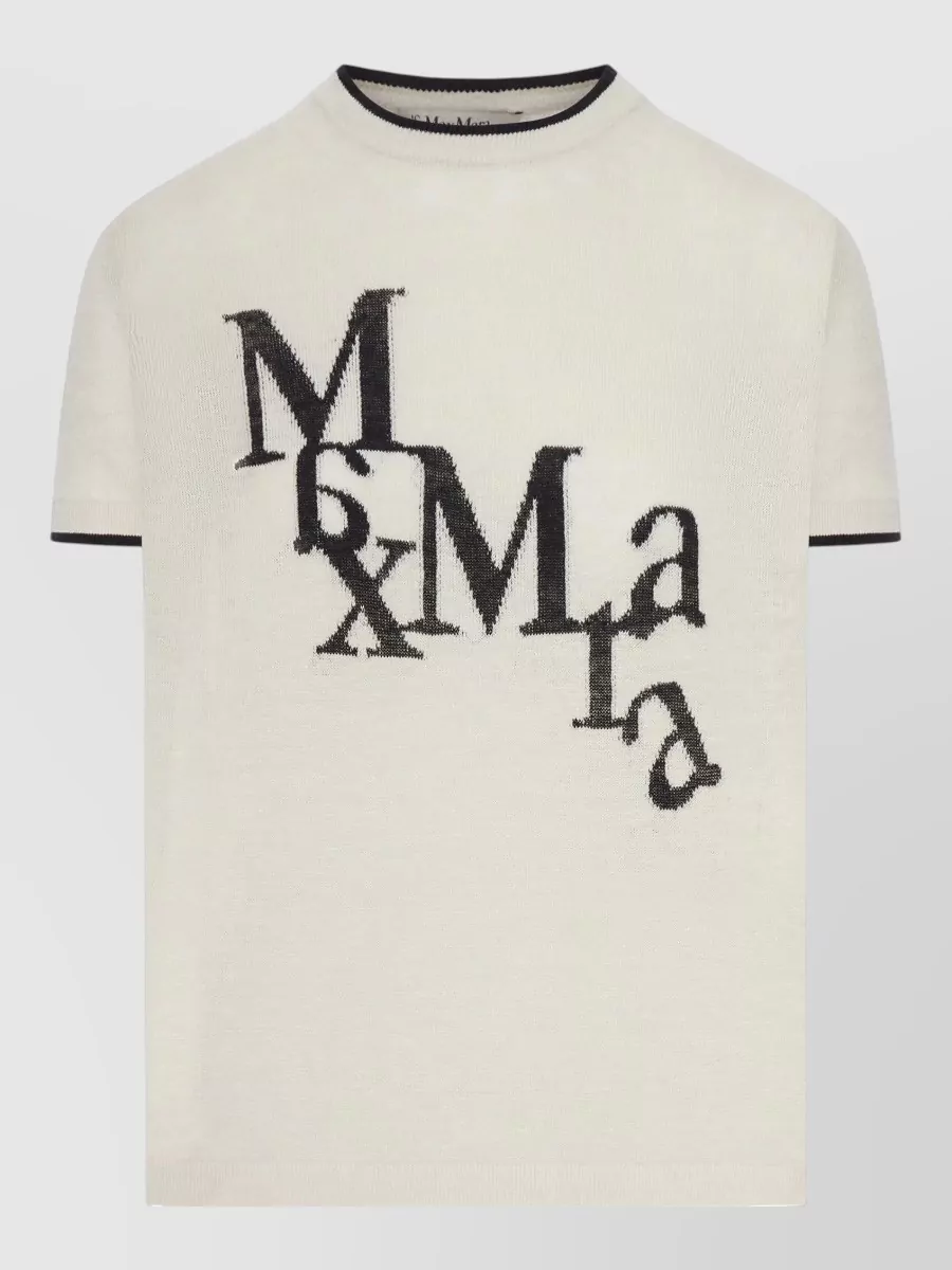 S Max Mara Short-Sleeve Linen Knitted Top