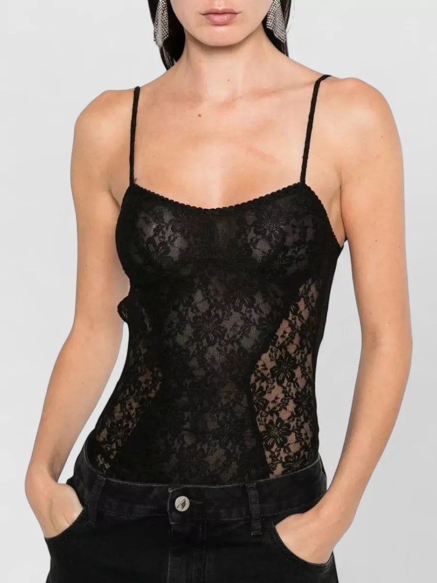 The Attico Lace Bodysuit Sleeveless Sweetheart Neckline Design