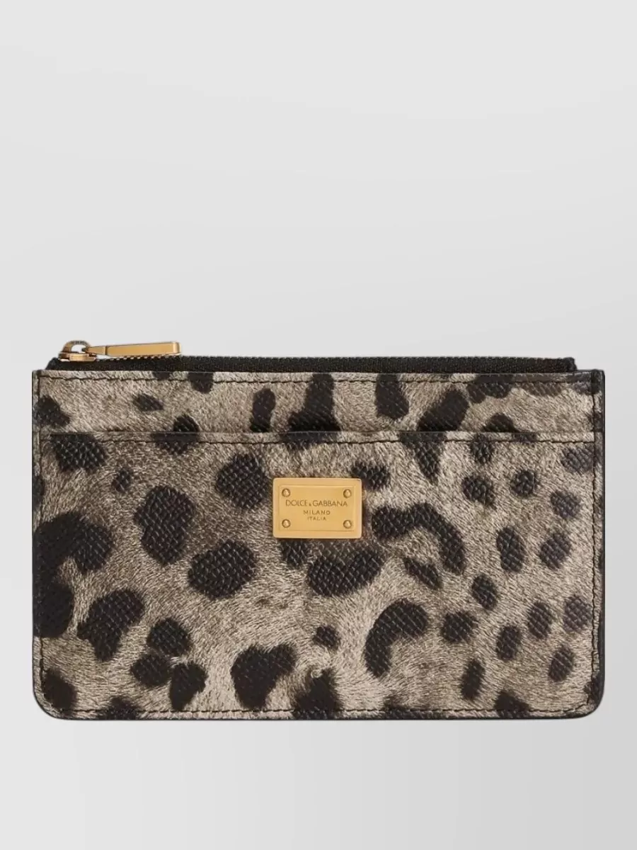 Dolce & Gabbana Leopard-print Dauphine Leather Card Holder Accessories In Multi