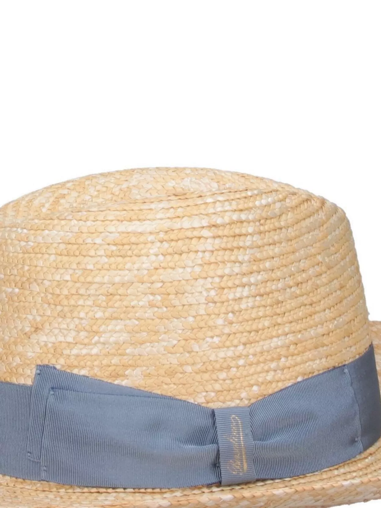 Borsalino Ribbon Detail Wide Brim Straw Hat