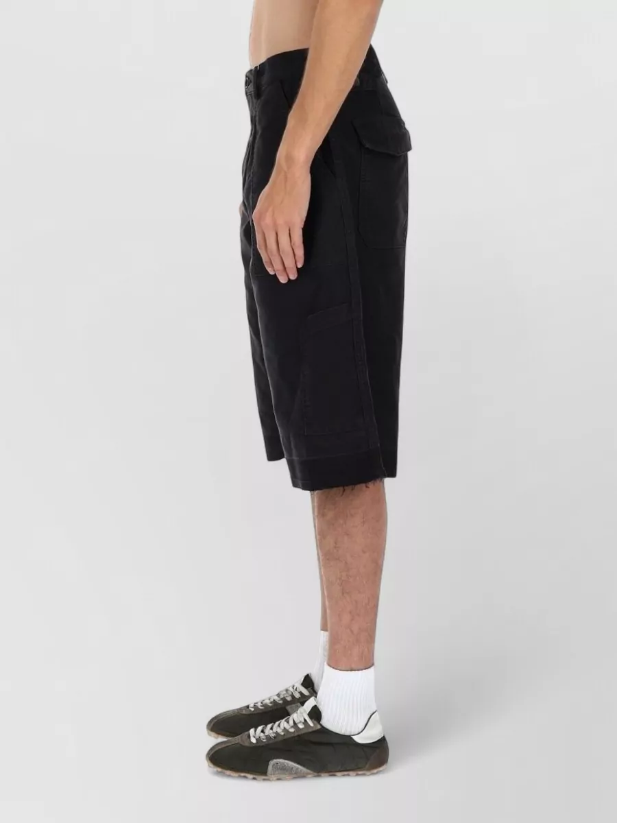 Maison Margiela Knee Length Frayed Hem Shorts With Pockets
