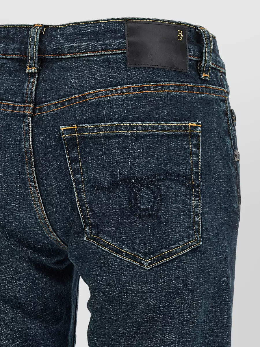R13 Low-Rise Straight-Leg Turn-Up Jeans
