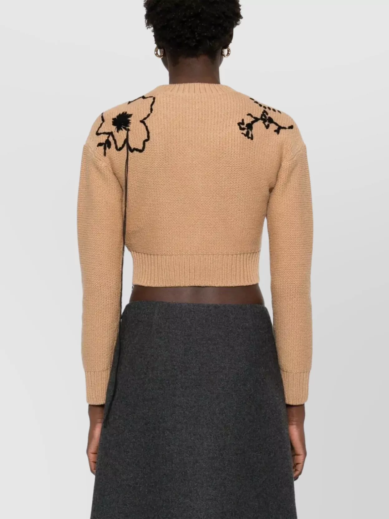 Max Mara Embroidered Knitwear Crop Sleeves Woven Design
