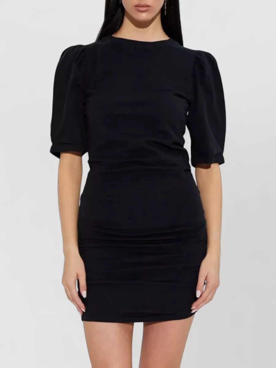 Isabel Marant Mylda Cotton Dress Crew Neck Puff Sleeves