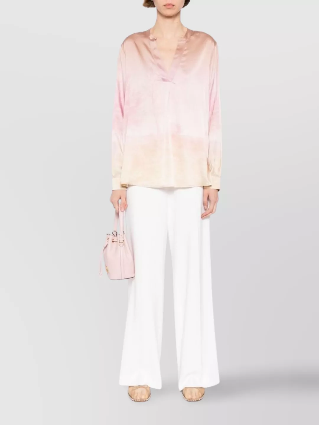 Pierre Louise Mascia Landscape Print Long Sleeve V-Neck Top