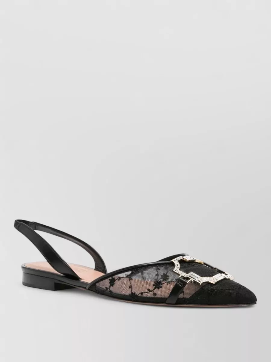Malone Souliers embellished mesh slingback ballerina flats