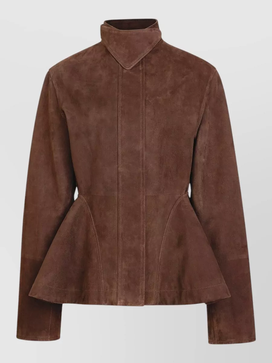 Alaïa leather peplum single breasted coat