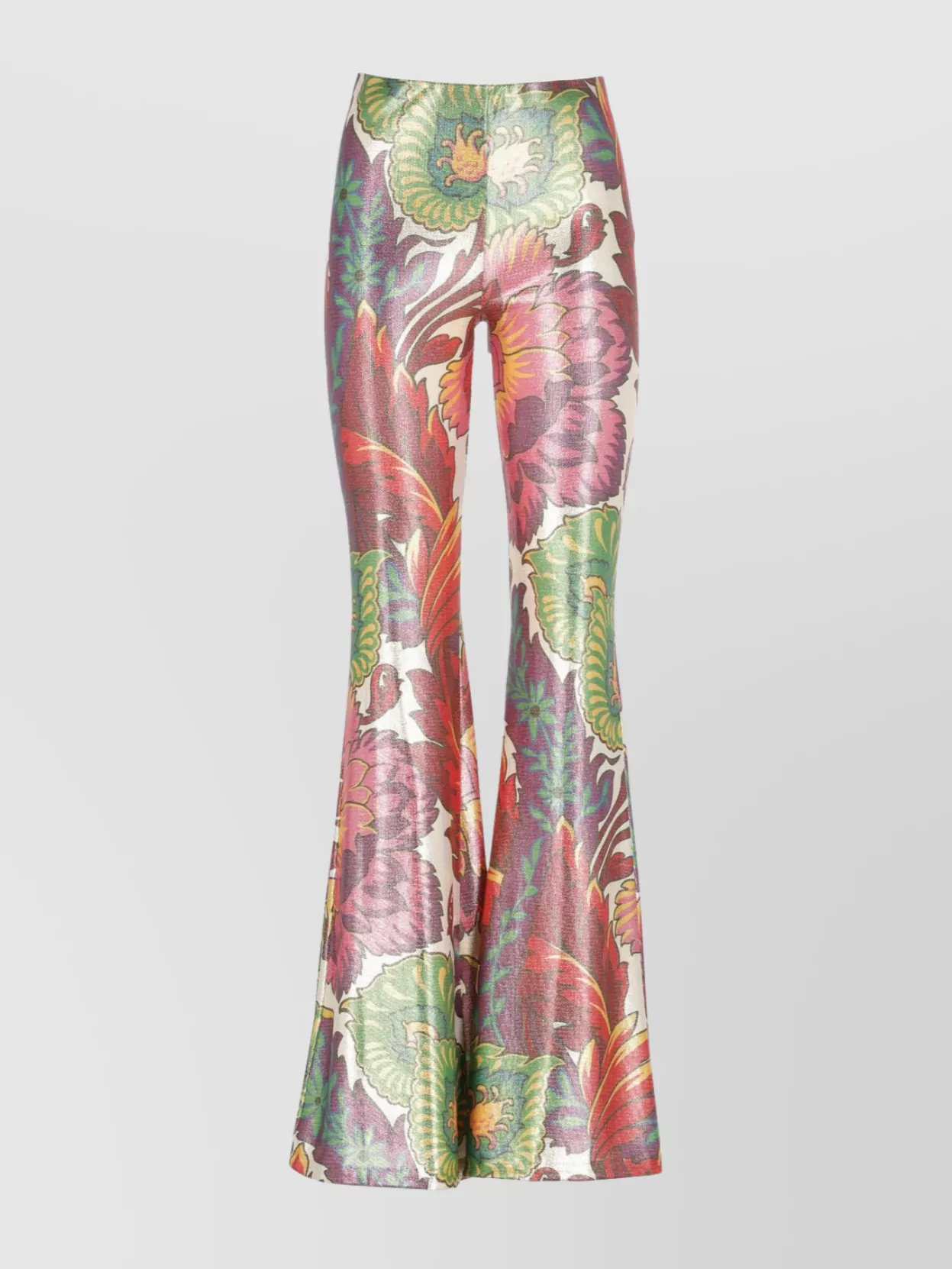 Etro Floral Print High Waist Flared Trousers In Multi