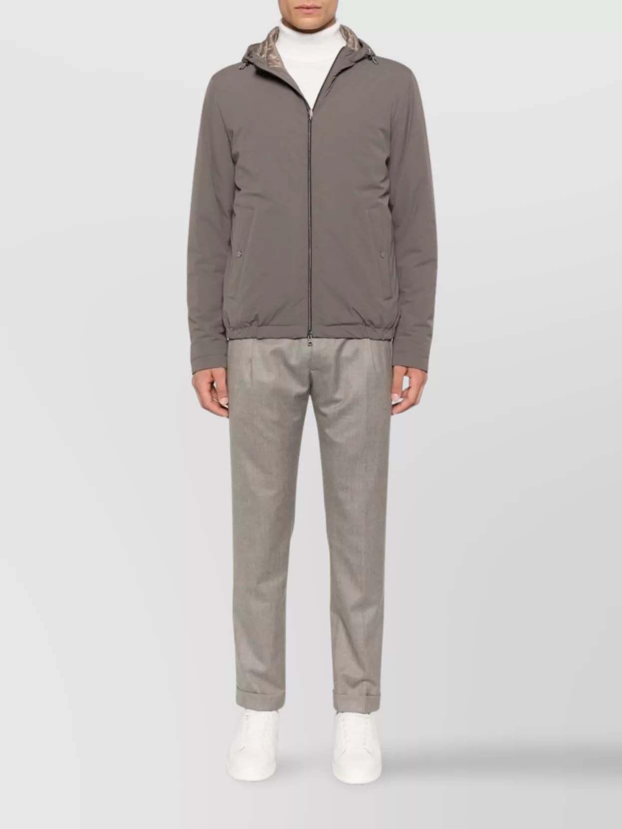Herno Jackets Cropped Elasticated Hem In Gray