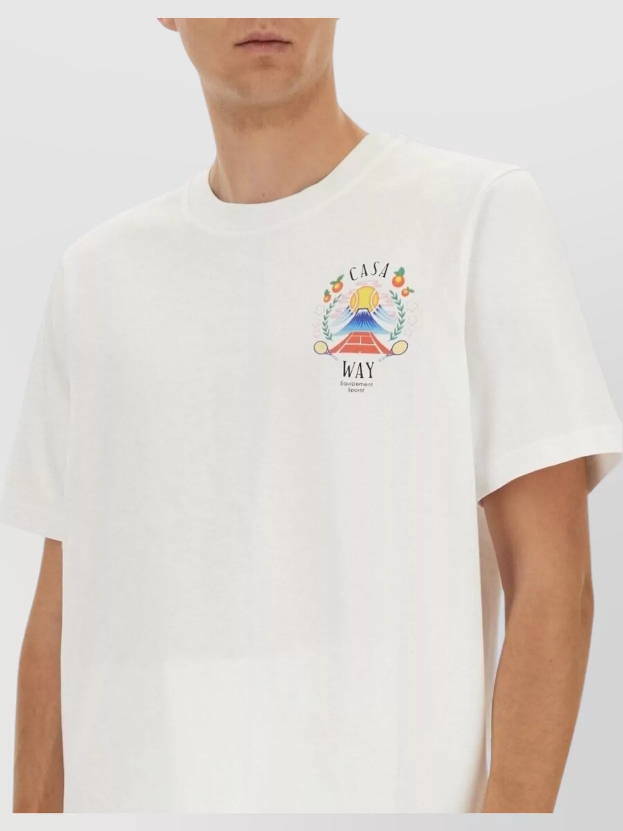 Casablanca T-shirt Girocollo Con Logo Sul Fronte In Cotone Bianca Uomo