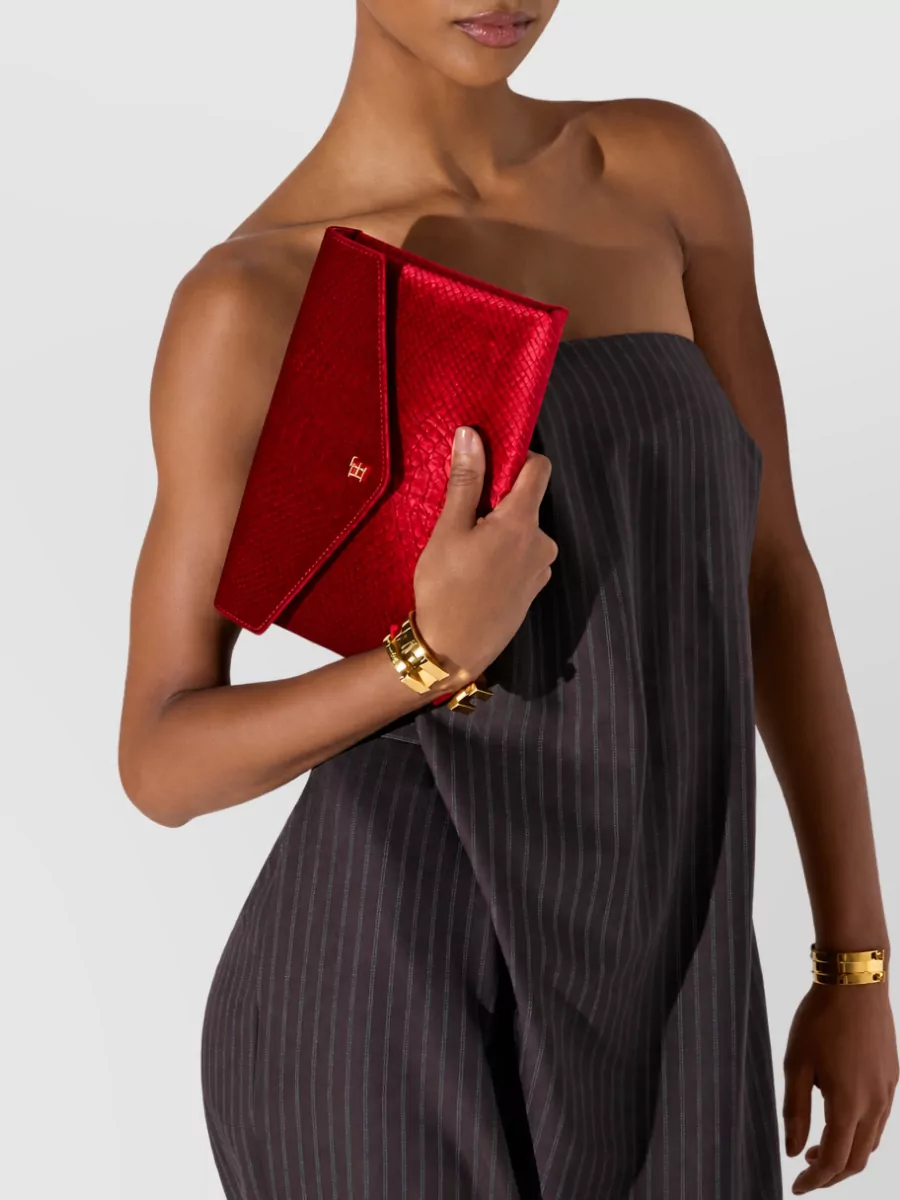 Elisabetta Franchi Velvet crocodile-effect shoulder bag