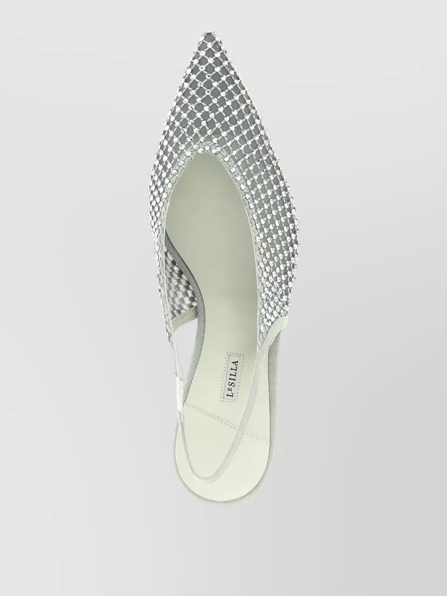 Le Silla Gilda Slingback Pumps Kitten Heel Crystal