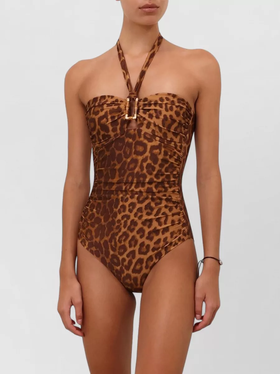 Zimmermann Ruched Halterneck One-Piece Swimsuit