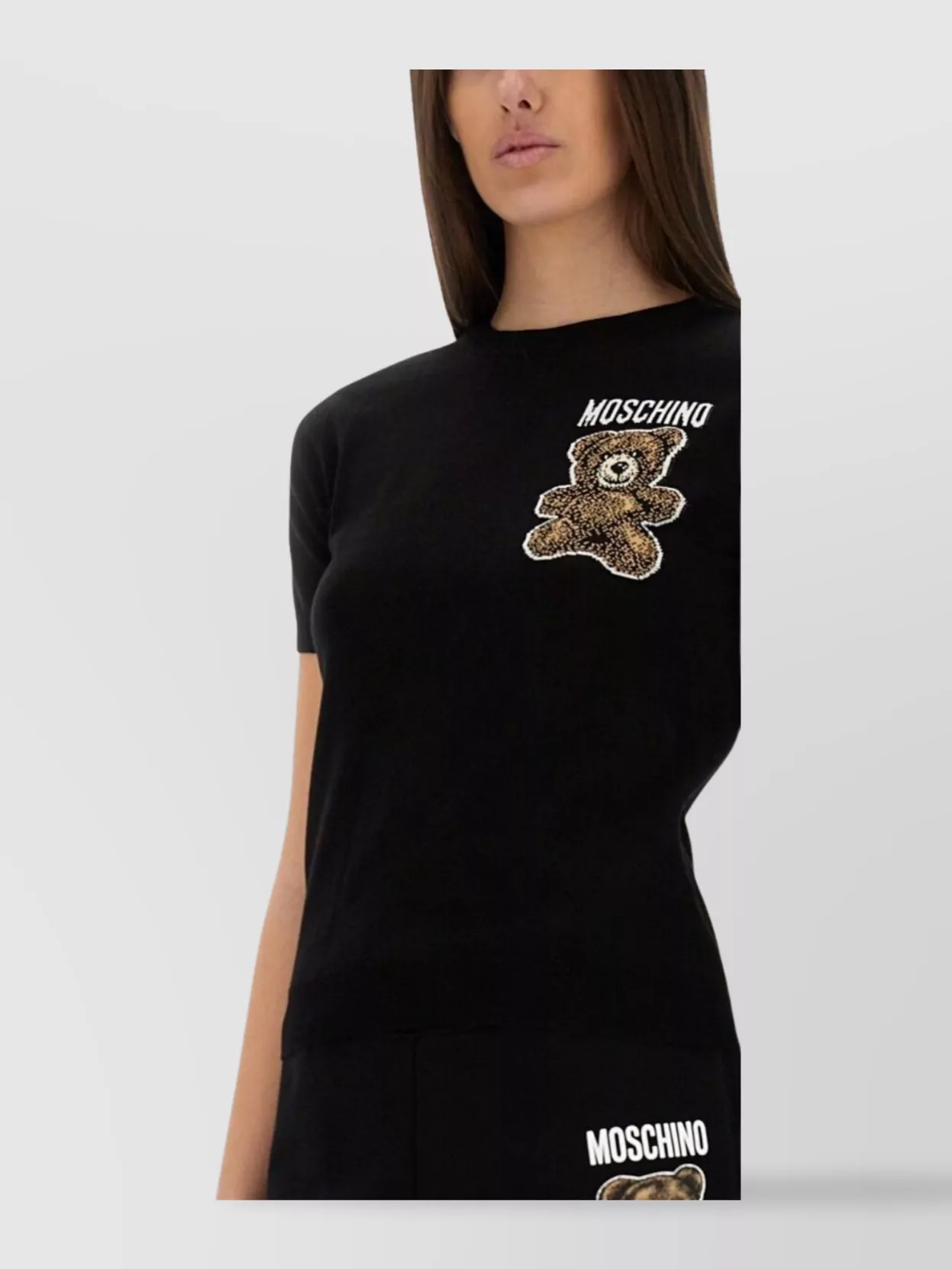 Moschino Bear Motif Crew Neck Short Sleeves
