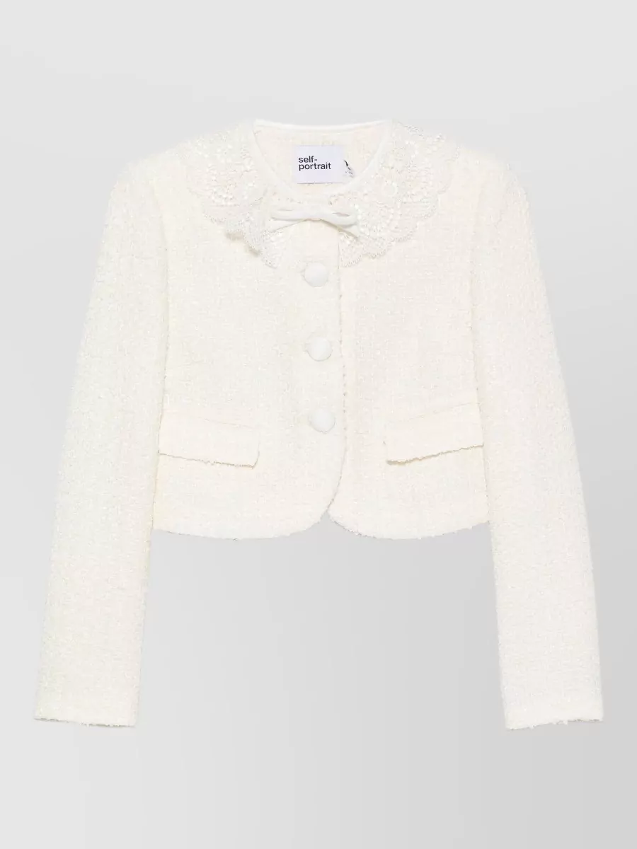 Self-Portrait Bouclé lace-trim suit jacket