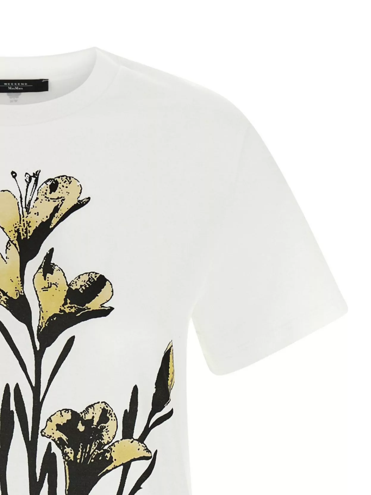 Weekend Max Mara Crew Neck Floral Print Short Sleeves Top In White