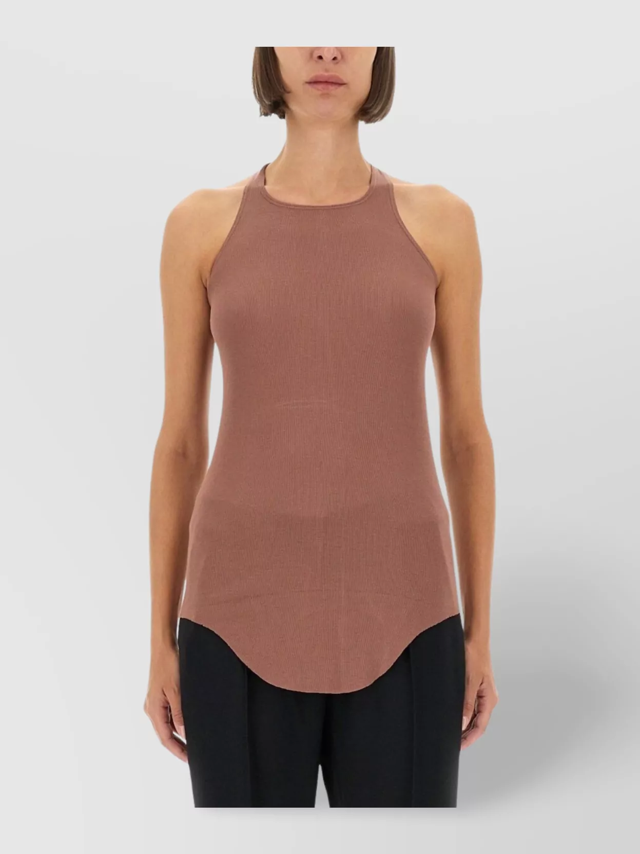 Rick Owens Lilies Sleeveless Racerback Top Curved Hem