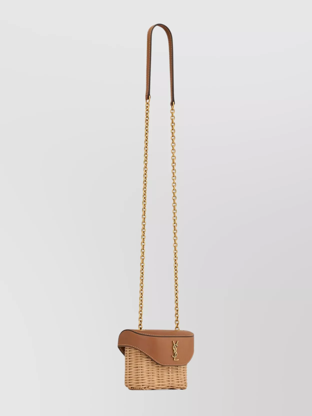 Saint Laurent Mini Woven Box Bag With Chain Strap