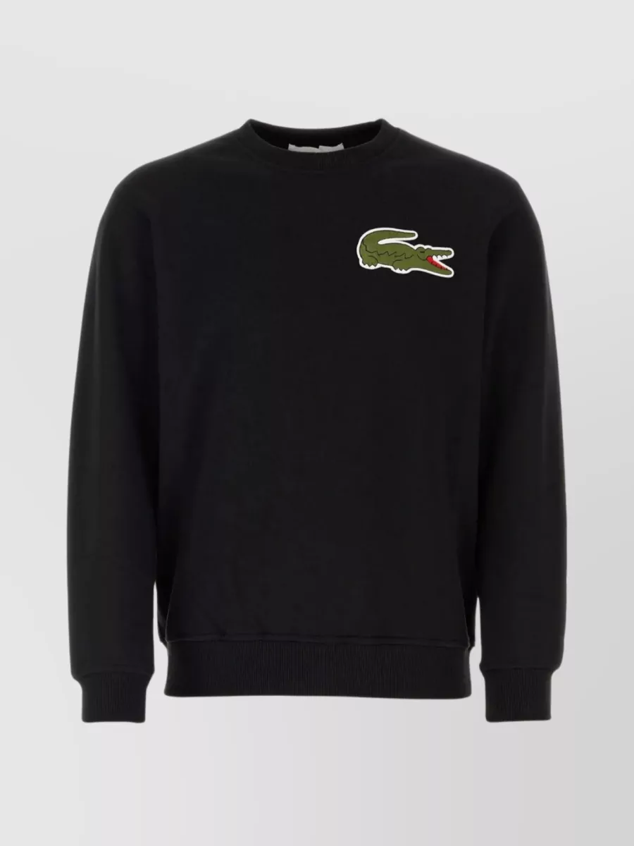 Shop Comme Des Garçons Cotton Piquet Crew-neck Sweatshirt By Lacoste In Black