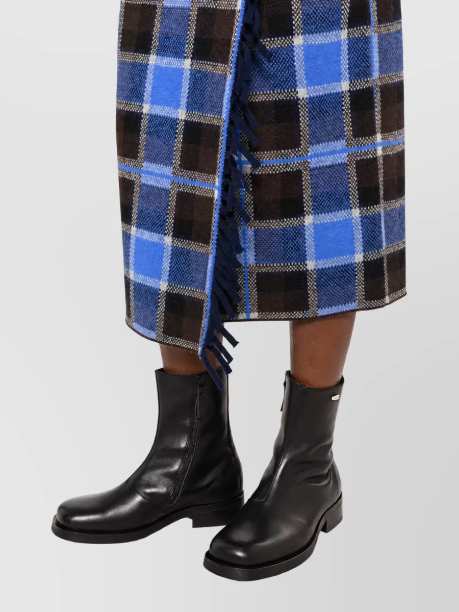 Guest In Residence Wool Cashmere Checked Wrap Skirt