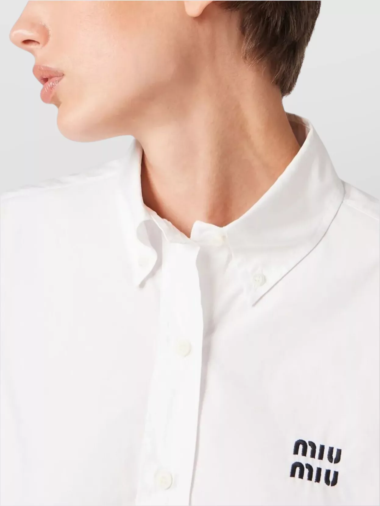 Miu Miu Boxy Cropped Long Sleeve Shirt