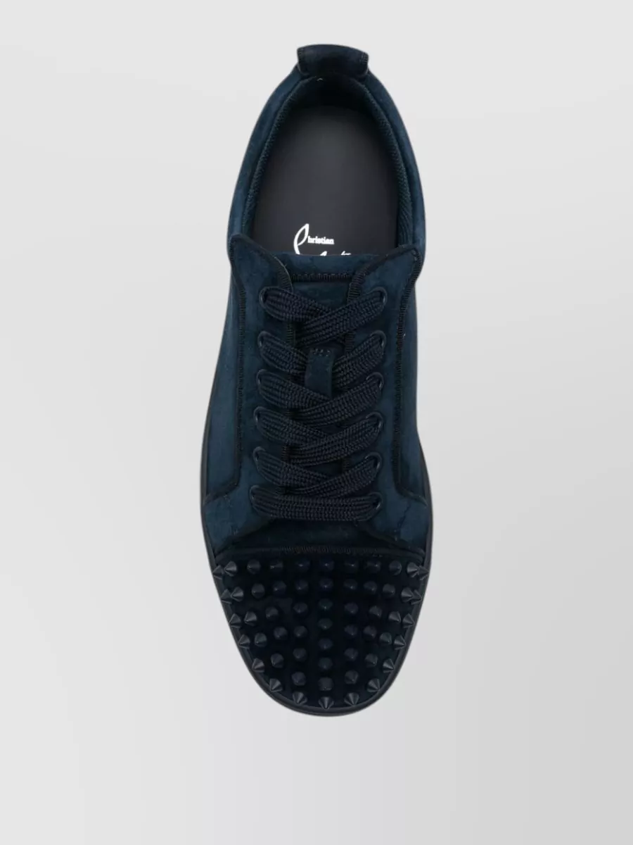 Christian Louboutin Leather Spike-Embellished Lace-Up Sneakers