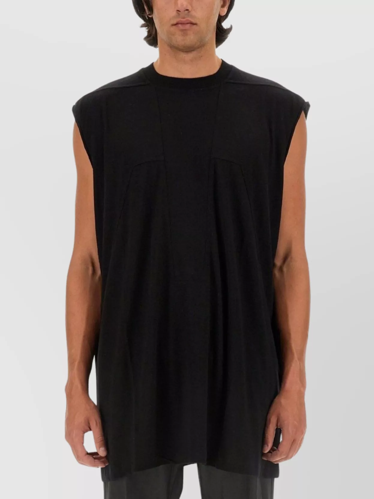 Rick Owens Wool Crew Neck Longline Oversize Vest