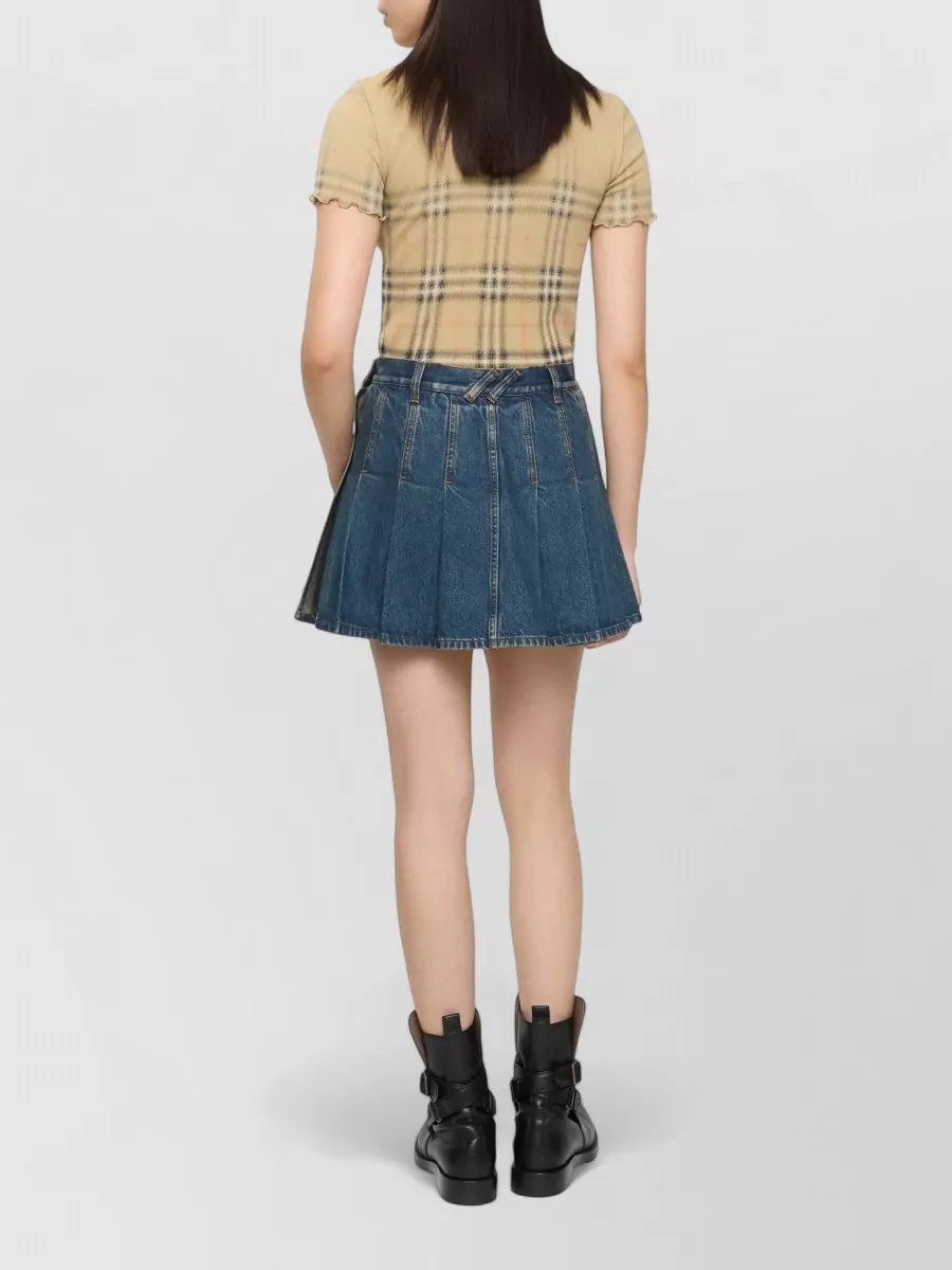 Burberry Denim Pleated Mini Skirt