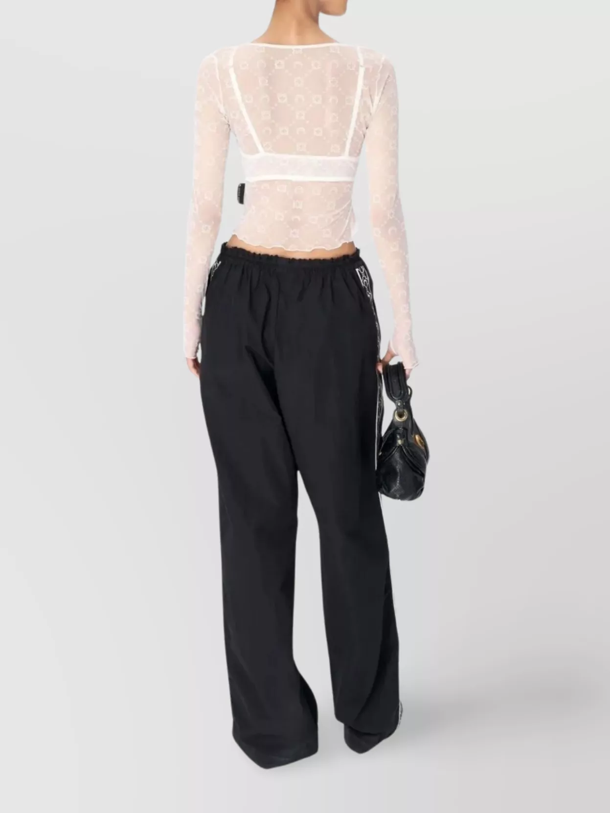 Marine Serre Recycled Mesh Flock Ss Cropped Top